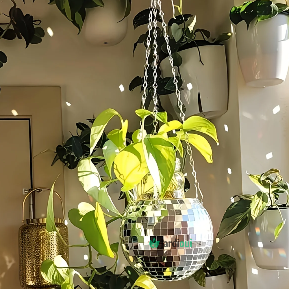 Sprankelende discobal bloempot
