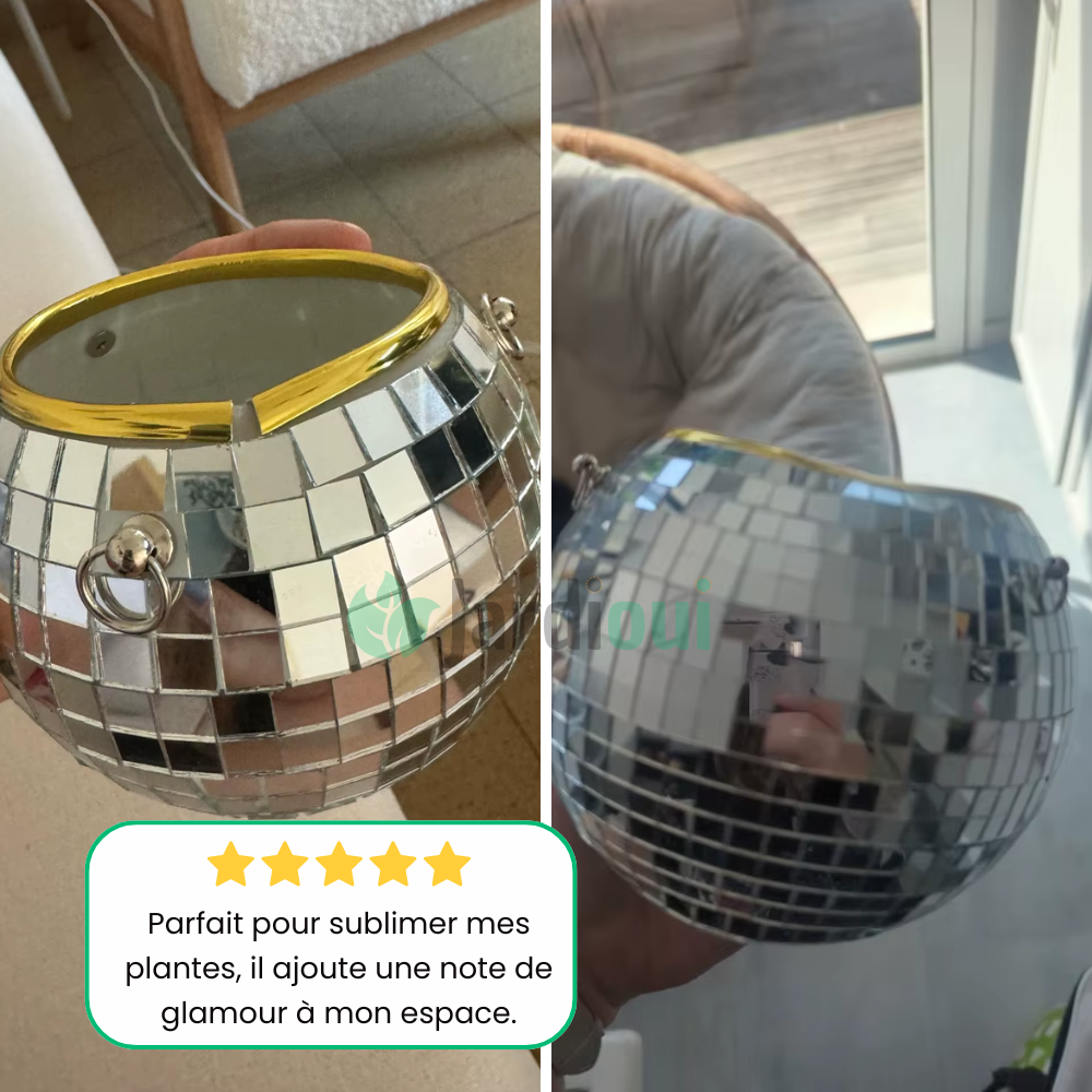 Sprankelende discobal bloempot
