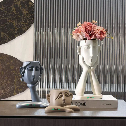 Elegante artistieke gezichten bloempot