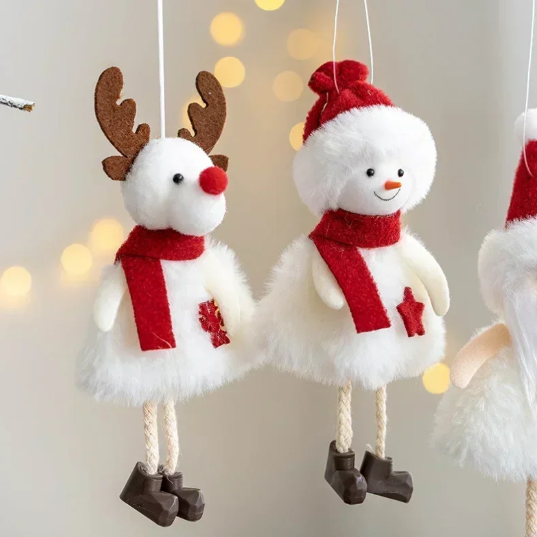 Poupées de Noël Suspendues en Peluche Douce (pack de 4 pièces)