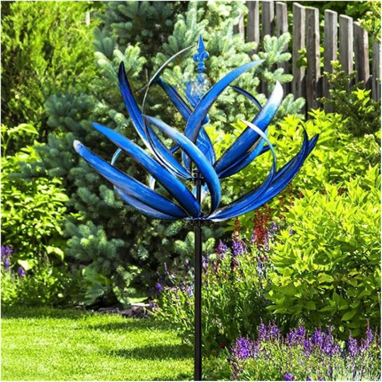 Jardioui Bleu Moulin à Vent Artistique En Métal Cinétique