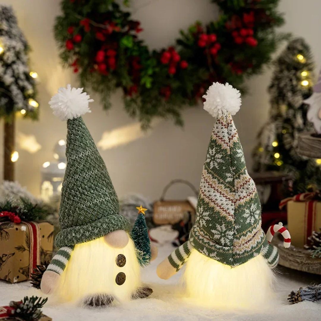Jardioui Gnomes de Noël Tricotés Lumineux (Lot de 2 pièces)
