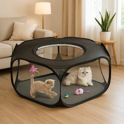 Jardioui Noir Parc de Jeu Respirant pour Petits Animaux