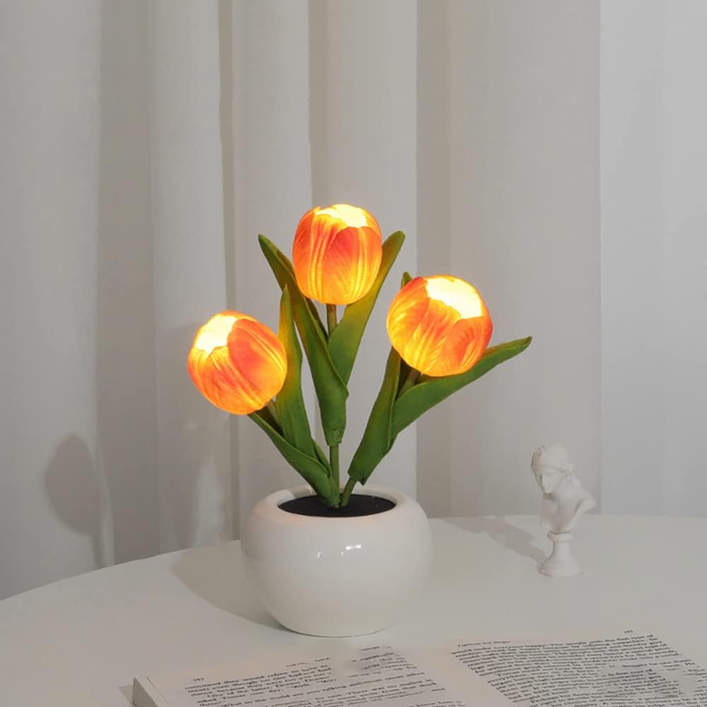 Jardioui Orange 3 fleurs Tulipe décorative illuminée