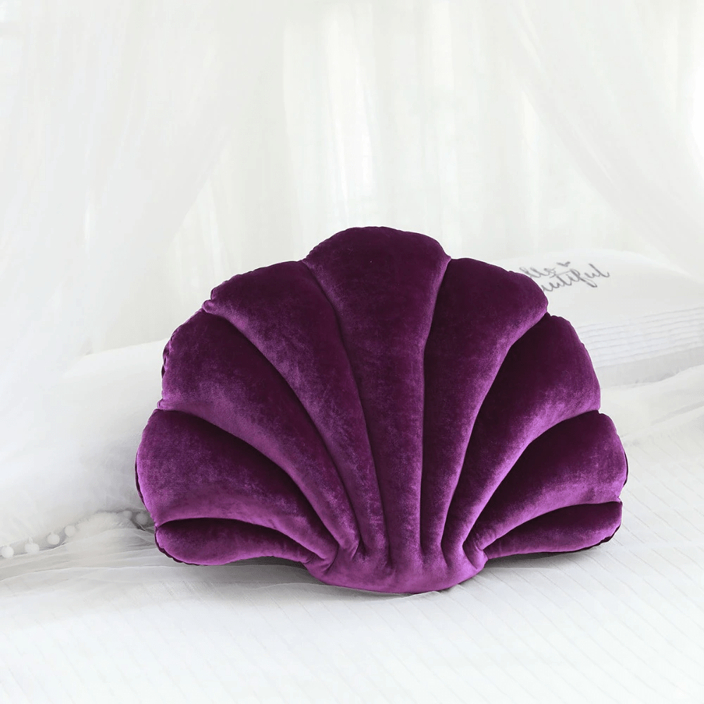 frJardioui Coussin Mauve / Moyen Coussin Coquillage en Velours