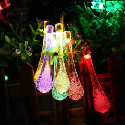 frJardioui Guirlande Solaire Multicolore / 9M 50LEDS Guirlande Solaire Extérieure LED en Forme de Goutte d'Eau