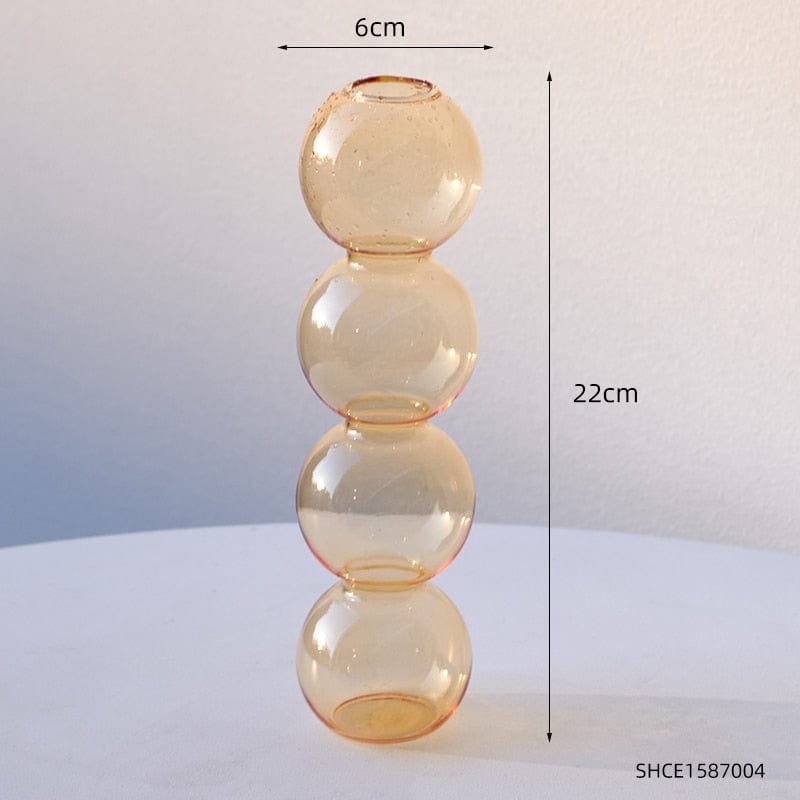 frJardioui Orange / 4 Boules Vase en Verre "Bubble Glass"