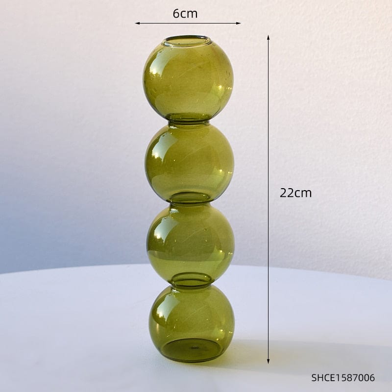 frJardioui Vert / 4 Boules Vase en Verre "Bubble Glass"