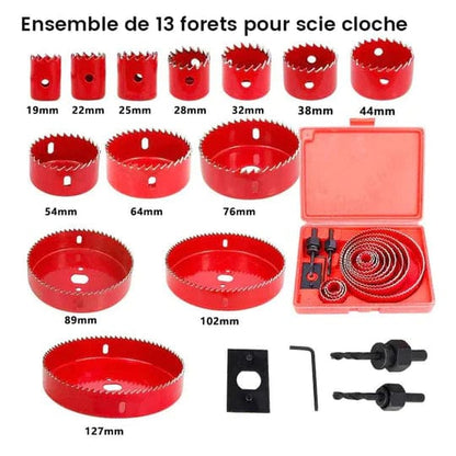 Jardioui Ensemble de scie cloche pour ingénieurs bricoleurs (13 pcs set)